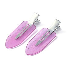 Honeyhandy No Bend Hair Clips, Curl Pin Clips, No Crease Hair Clips, Alloy & Plastic Alligator Hair Clips, with Glitter Powder, Orchid, 59x18x12mm