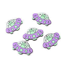 Honeyhandy Opaque Acrylic Pendants, UFO with Cat, Medium Orchid, 26x38.5x2mm, Hole: 1.8mm