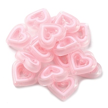 Honeyhandy Acrylic Beads, Bead in Bead, Heart, Pink, 19.5x23x6mm, Hole: 3mm, about 280pcs/500g