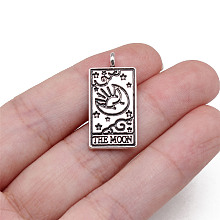 Honeyhandy Tibetan Style Alloy Pendants, Rectangle with Tarot Pattern, 2.6x1.3cm