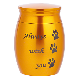 CREATCABIN Small Pet Urns Always With You Memorial Ashes Holder Mini Paws Engraved Urns Metal Cremation Keepsake Stainless Steel Urns for Pet Dog Cat Bird Rabbit 1.16 x 1.59 Inch Gold