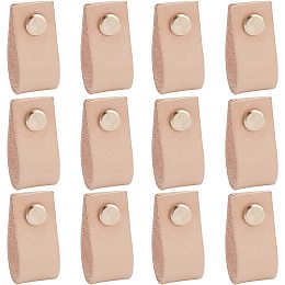 GORGECRAFT 12PCS Genuine Leather Drawer Pulls Handle 4 Inch Handmade Dresser Cabinet Knobs Replacement with Screws for Dresser Drawers Wardrobe, Light Brown