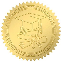 CRASPIRE Embossed Graduation Cap Diploma Gold Certificate Seals Self Adhesive Embossed Seals Gold Stickers 100pcs Medal Decoration Labels for Envelopes Diplomas Certificates Awards Graduation