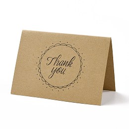 Kraft Paper Thank You Greeting Cards, Rectangle with Word Pattern, for Thanksgiving Day, BurlyWood, 72x100x1mm