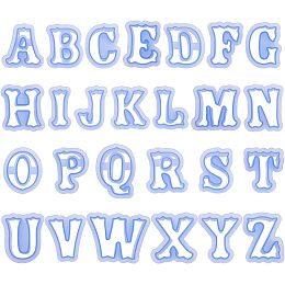 BENECREAT Alphabet Cookie Cutters 2.5 Inch Small Plastic Fondant Cutters Resin Mold Blue Letter Shape Cookie Cutters for DIY Biscuit Baking Cake Tool Fondant Moulds, 26-Piece