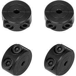 UNICRAFTALE 4 Set Black Clamp-On Shaft Collars Double Split Fixed Ring 3mm Inner Aluminum Alloy Diaphragm Solid Collar with Screw Easy Install for Dolly Wheels Handtruck Tires