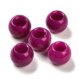 Natural Jade Dyed European Beads, Large Hole Beads, Round, 12x9~9.5mm, Hole: 5.5~6mm