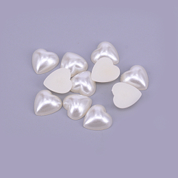 ABS Plastic Cabochons, Heart, Old Lace, 11.5x11.5x5mm, about 100pcs/bag