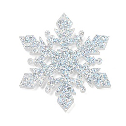 Christmas Theme Acrylic Pendants, Silver, Snowflake, 45x39x2.5mm, Hole: 1.4mm