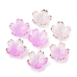 Acrylic Bead Caps, 5-Petal Flower, Medium Orchid, 17.5x18x5mm, Hole: 1.2mm, 1162pcs/500g