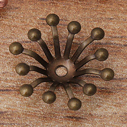 Honeyhandy Brass Bead Caps, Hair Stick Accessories, Flower, Antique Bronze, 13mm