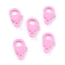 Honeyhandy Plastic Lobster Claw Clasps, Heart, Pearl Pink, 22.5x13x6.5mm, Hole: 3mm