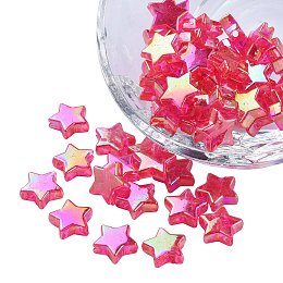 Honeyhandy Eco-Friendly Transparent Acrylic Beads, Star, AB Color, Pale Violet Red, 10x4mm, Hole: 1.5mm, about 100pcs/bag