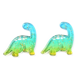 Honeyhandy Acrylic Pendants, Glitter Powder, Gradient Color, Dinosaur, Cyan, 29.5x25x3.5mm, Hole: 1.3mm