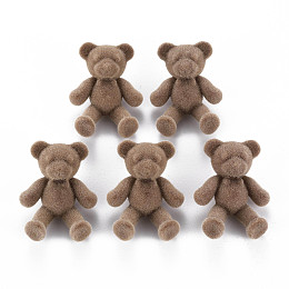 Honeyhandy Flocky Acrylic Shank Buttons, Bear, Camel, 38~39x29.5x15mm, Hole: 3mm