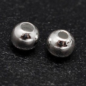 Honeyhandy Round 925 Sterling Silver Beads, Silver, 4mm, Hole: 1.3mm