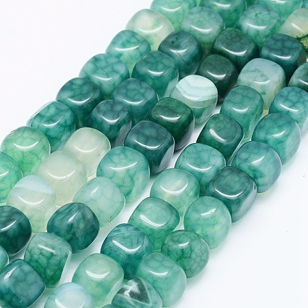 Honeyhandy Natural Agate Beads Strands, Dyed & Heated, Cube, Light Sea Green, 7~8x6.5~8x6.5~8mm, Hole: 1mm, about 53pcs/strand, 14.76 inch(37.5cm)