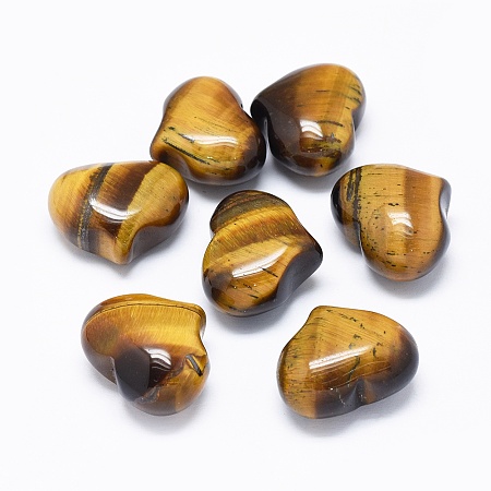 Honeyhandy Natural Tiger Eye Heart Palm Stone, Pocket Stone for Energy Balancing Meditation, 20~21x25~25.5x13~14mm