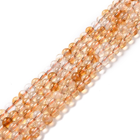 Honeyhandy Natural Citrine Bead Strands, Round, 4~4.5mm, Hole: 1mm, about 93pcs/strand, 14.96''(38cm)