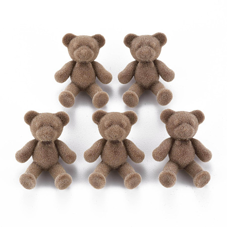 Honeyhandy Flocky Acrylic Shank Buttons, Bear, Camel, 38~39x29.5x15mm, Hole: 3mm