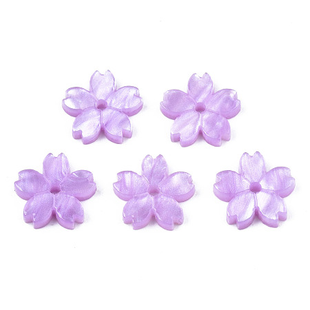 Honeyhandy Opaque Acrylic Beads, Sakura, Lilac, 10.5x11x2mm, Hole: 1.2mm