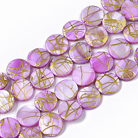 ARRICRAFT Drawbench Freshwater Shell Beads Strands, Dyed, Flat Round, Medium Orchid, 10.5~11.5x2~3mm, Hole: 1mm, about 32pcs/Strand, 14.17 inches~14.45 inches