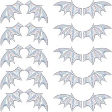 GORGECRAFT 2 Style 40PCS Leather Halloween Bat Wings DIY Crafts Bat Wing Spooky Bats Halloween Decorations for Hair Ornament & Costume Accessory (Linen)