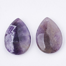 Honeyhandy Natural Amethyst Pendants, teardrop, 34~35.5x24~25x9mm, Hole: 1mm