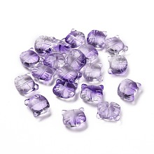 Honeyhandy Glass Beads, for Jewelry Making, Cat, Blue Violet, 12.5x14x6.5mm, Hole: 1mm