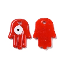 Honeyhandy Handmade Evil Eye Lampwork Pendants, Hamsa Hand/Hand of Miriam, Red, 50x36x6mm, Hole: 4.8mm