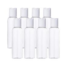 BENECREAT 20 Pack 2oz PET Plastic Bottles Clear Refillable Bottles with White Press Disc Flip Cap for Shampoo, Lotions, Creams