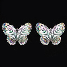 Honeyhandy Electroplate Acrylic Pendants, AB Color Plated, Butterfly, Clear, 31x41x4mm, Hole: 1.2mm