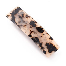 Honeyhandy Cellulose Acetate(Resin) Hair Barrette, with Platinum Iron Findings, Rectangle, Bisque, 84.5x24x14mm