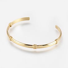 Honeyhandy Brass Cuff Bangles, Real 18K Gold Plated, 2-1/8 inchx2-1/2 inch(53x66mm)