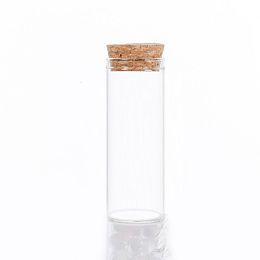 Honeyhandy Mini High Borosilicate Glass Bottle Bead Containers, Wishing Bottle, with Cork Stopper, Column, Clear, 8x3cm, Capacity: 40ml(1.35fl. oz)