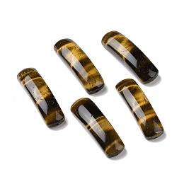 Honeyhandy Natural Tiger Eye Connector Charms, Curved Tube, Arch, 36~37x10.5~11x5.5~6mm, Hole: 1.2mm