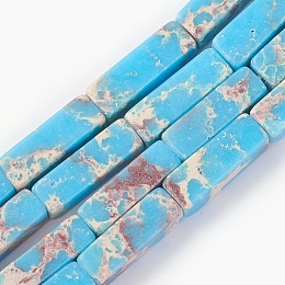 Honeyhandy Synthetic Imperial Jasper Bead Strands, Dyed, Cuboid, Light Sky Blue, 12~13.5x4~4.5mm, Hole: 0.8mm, about 29pcs/strand, 14.96 inch~15.19 inch(38~38.6cm)