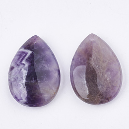 Honeyhandy Natural Amethyst Pendants, teardrop, 34~35.5x24~25x9mm, Hole: 1mm