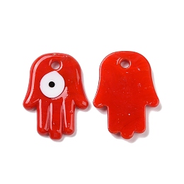 Honeyhandy Handmade Evil Eye Lampwork Pendants, Hamsa Hand/Hand of Miriam, Red, 50x36x6mm, Hole: 4.8mm