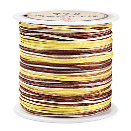 Honeyhandy 50M Segment Dyed Nylon Chinese Knotting Cord, for DIY Jewelry Making, Yellow, 0.8mm, about 54.68 Yards(50m)/Roll