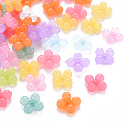 Honeyhandy Transparent Acrylic Beads, Dyed, Ten Shape, Mixed Color, 13x13x5mm, Hole: 1.5mm