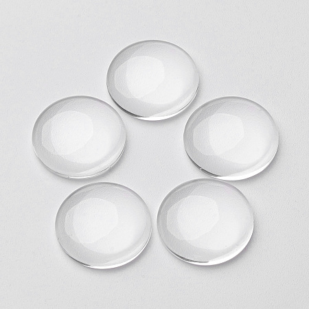 PandaHall Elite Flat Back Clear Transparent Dome Oval Shape Glass Cabochons Diameter 16mm for Photo Craft Jewelry Making, about 20pcs/box