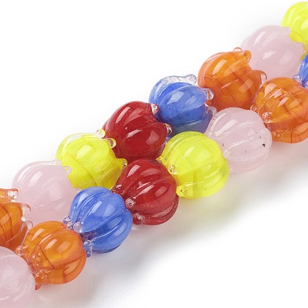 ARRICRAFT Handmade Lampwork Beads, Flower, Colorful, 11x12mm, Hole: 2mm, about 30pcs/strand, 12.40 inches(31.5cm)