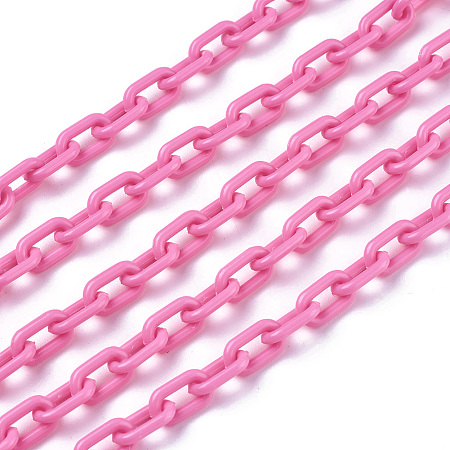 ARRICRAFT ABS Plastic Cable Chains, Oval, Hot Pink, 13.5~14x8x2mm, 14.9 inches~15.35 inches(38~39cm)/strand