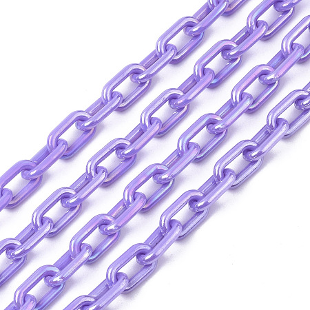 Honeyhandy Acrylic Opaque Cable Chains, AB Color, Oval, Medium Purple, 13x8x2mm, 19.68 inch(50cm)/strand