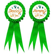 GLOBLELAND 2Pcs Mommy to Be & Daddy to Be Badge Pins Cactus Pattern Gender Reveal Baby Shower Party Button Pins What Will Baby Be Ribbon Brooches Gifts for Parents of Newborns, 7.7x3.4 Inch