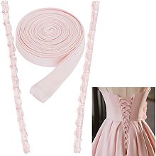 BENECREAT 1 Set Wedding Dress Zipper Replacement, Pearl Pink Adjustable DIY Craft Corset Back Kit Dress Accessories for Prom Dress Strap