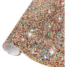 FINGERINSPIRE Bling Crystal Resin Rhinestones Sticker Sheet (Gold Colorful, 15.5x9.3 Inch) DIY Self-Adhesive Glitter Sticker for Shoes Clothing Phone Case Car Christmas Halloween Decorations