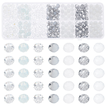 HOBBIESAY 7 Strands 7 Style Electroplate Transparent & Opaque Solid Color Glass Beads Strands, Faceted, Rondelle, White, 8x6mm, Hole: 1mm; about 350pcs/box