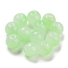 Two Tone Spray Painting Glass Beads, Imitation Jade Glass, Round, Light Green, 10mm, Hole: 1.8mm, 200pcs/bag